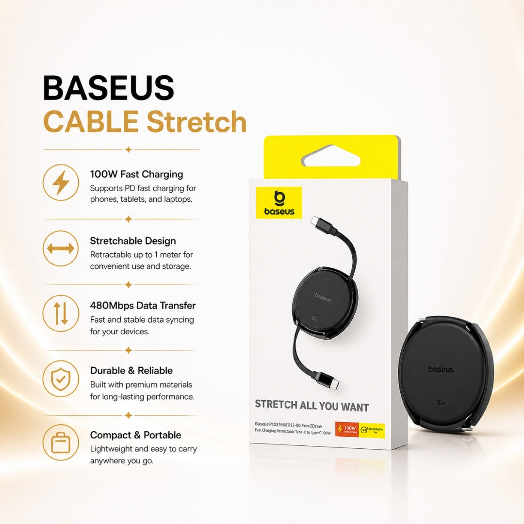 Baseus كابل مرن 100 واط تايب سي إلى تايب سي (1 متر - أسود)