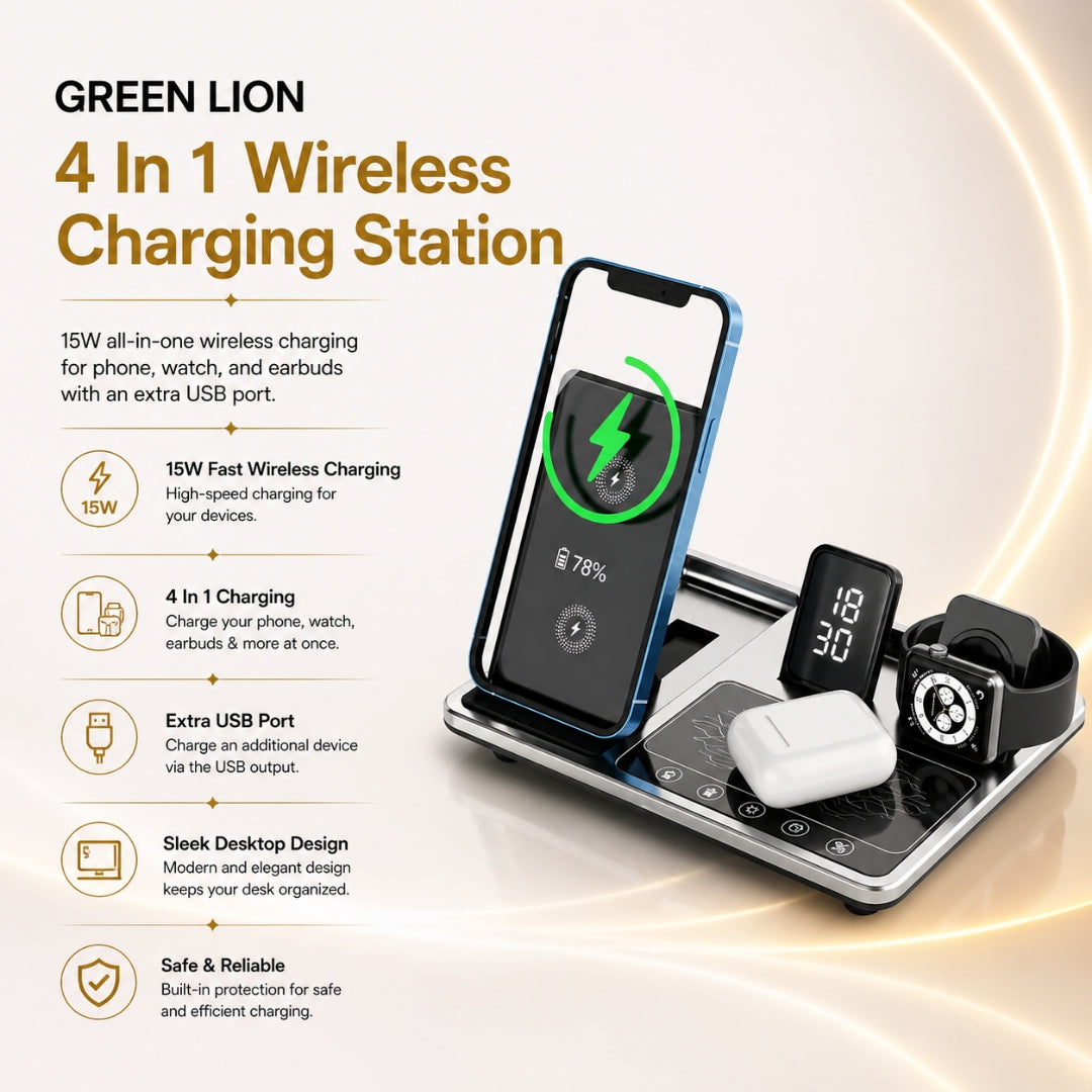 Green Lion 4-in-1 Wireless Charging Station