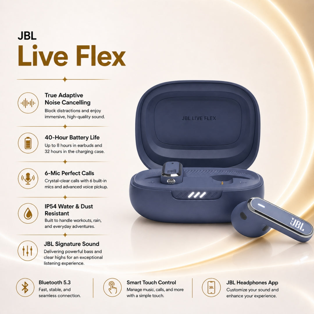 سماعات الأذن اللاسلكية JBL Live Flex بخاصية إلغاء الضوضاء