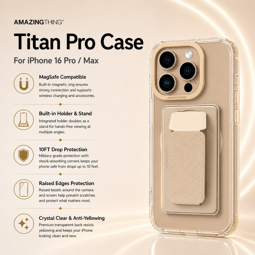 جراب AmazingThing Titan Pro لهاتف iPhone 16 Pro (مع حامل/مسند)