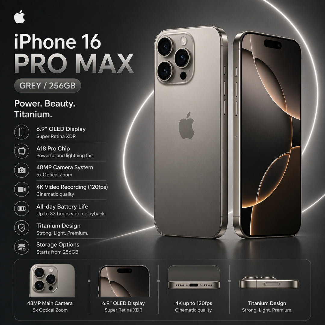 iPhone 16 Pro Max 256GB - رمادي طبيعي