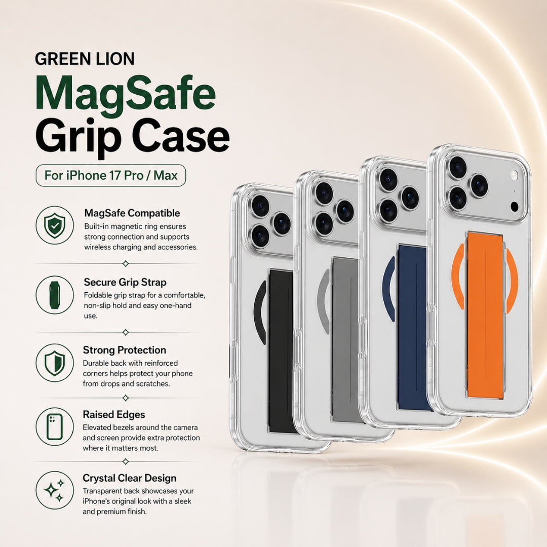 Green Lion MagSafe Grip Case for iPhone 17 Pro/Max
