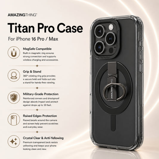 جراب AmazingThing Titan Pro لهاتف iPhone 16 Pro Max (مع مقبض/حامل)