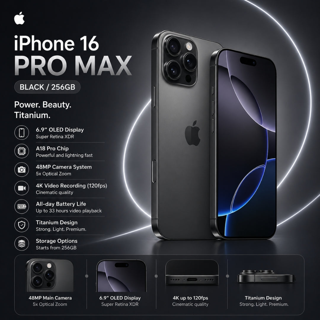 iPhone 16 Pro Max 256GB - تيتانيوم أسود