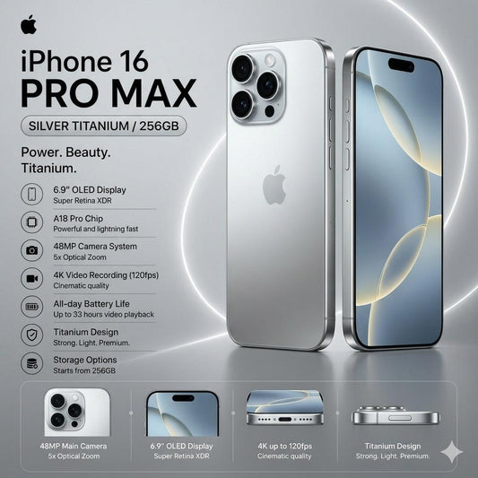 iPhone 16 Pro Max 256GB - Silver Titanium